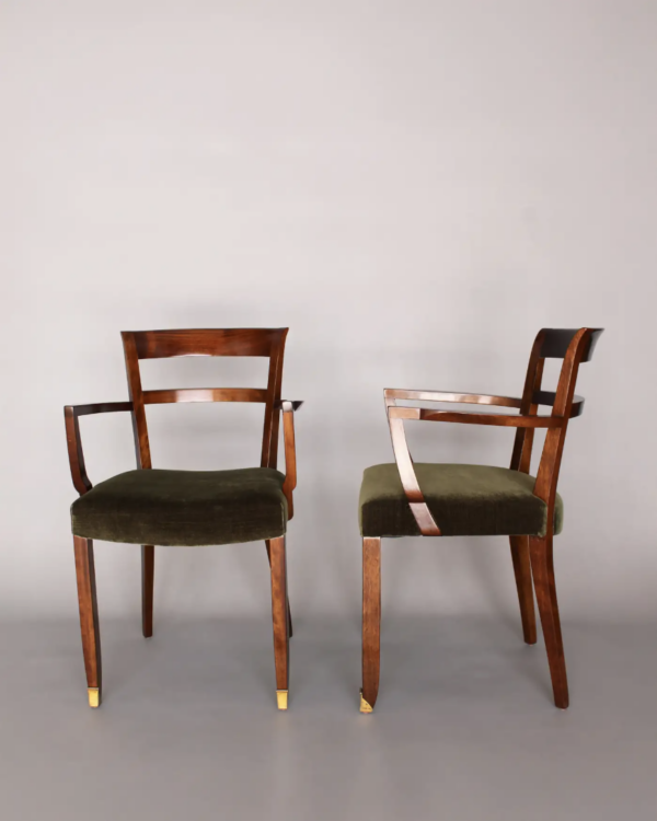 Pair of Fine French Art Deco Mahogany Armchairs by Jules Leleu - Image 4